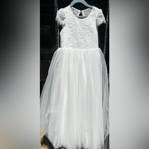 Elegant White Lace Flower Girl or Formal Dress